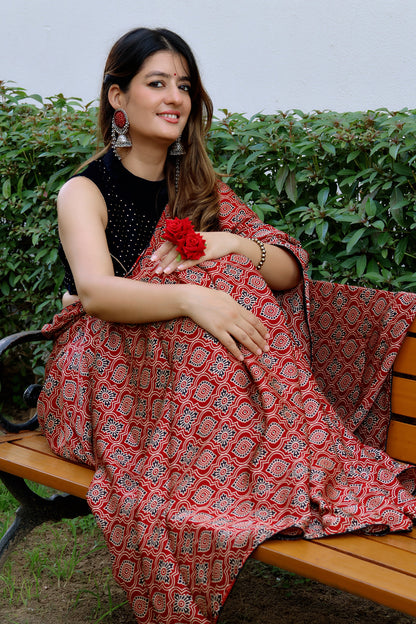 Butter Soft - Modal Ajrakh Print Saree