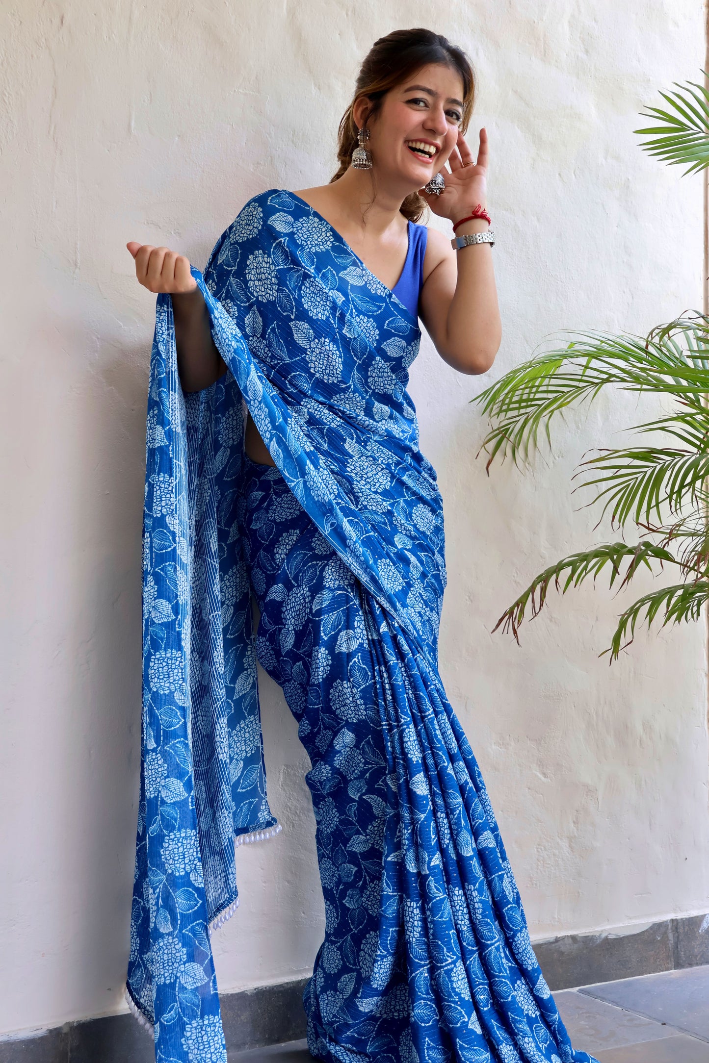 Blue Sapphire Chinon Saree