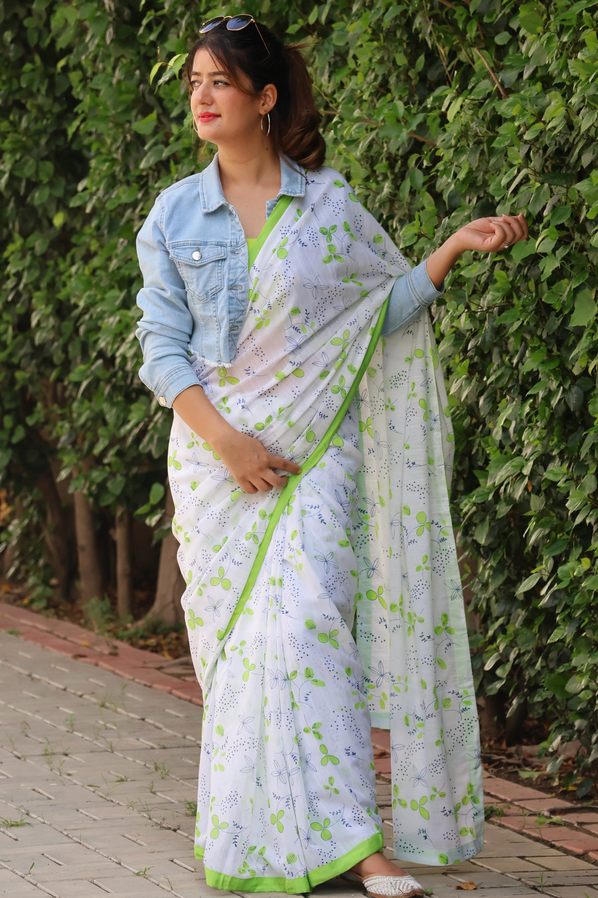 Neo Neon Printed linen base saree