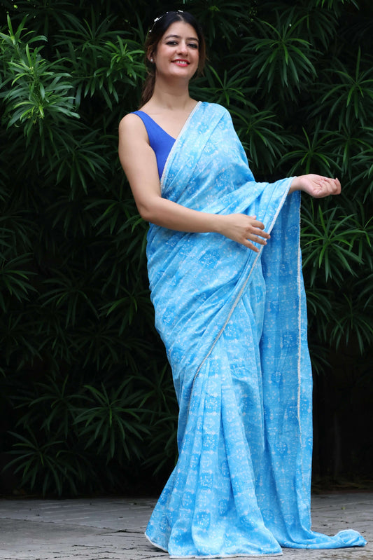 Chanderi print saree