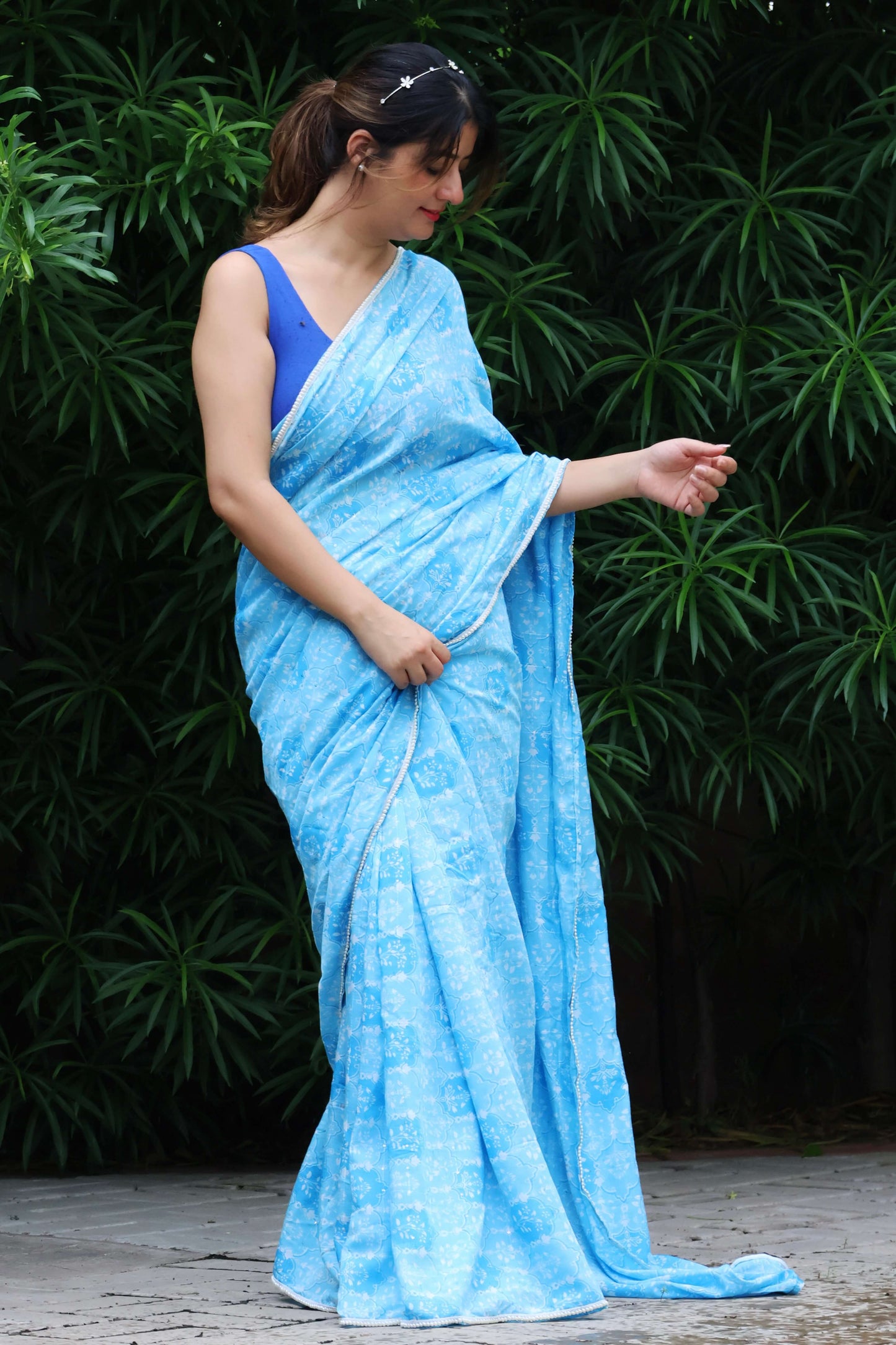 Chanderi print saree