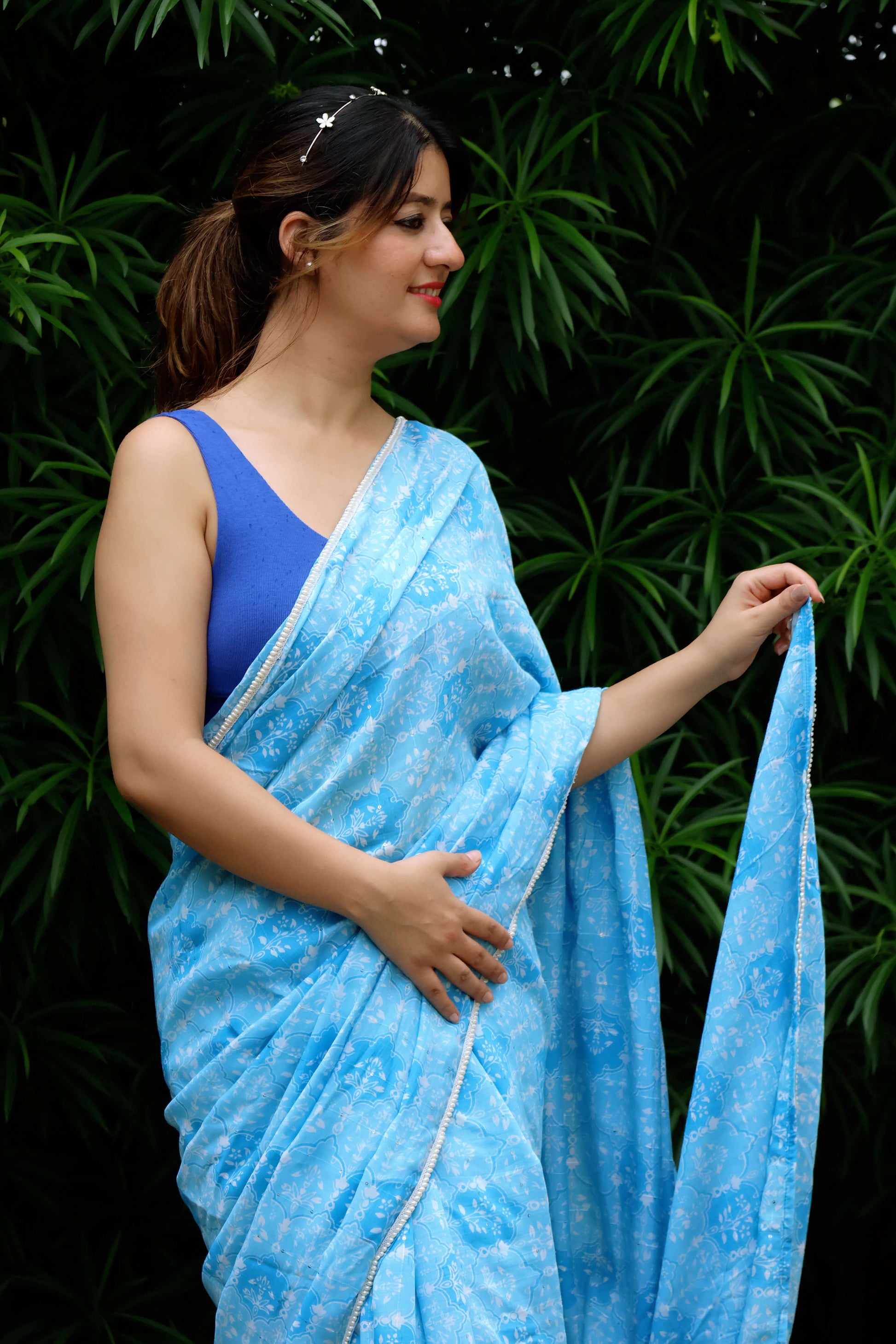 Chanderi print saree